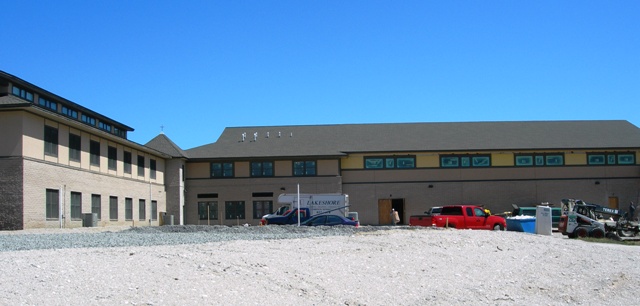 picture of two-story Church Addition from the rear elevation - the new addition brick materials and construction were selected to match the existing Church structure