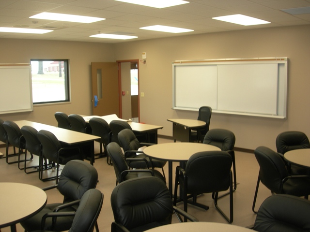 interior photo of break room/training area at Alpena CRTC Vehicle Maintenance Facility