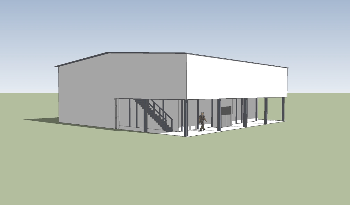 3D perspective rendering of live fire shoot house for Camp Ravenna Joint Military Training Center in Newton Falls, Ohio