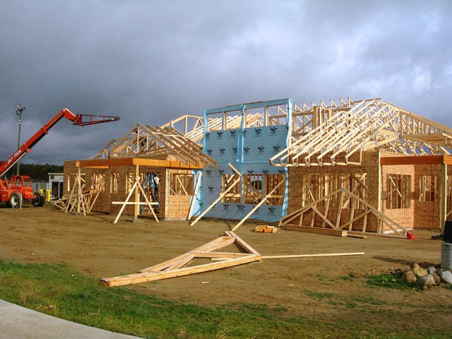 wall framing and roof trusses for new aviation terminal