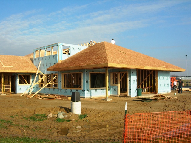 building wrap and roof deck are installed