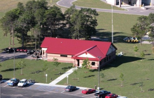 aerial photograph Security Forces Building at Alpena Combat Readiness Training Center