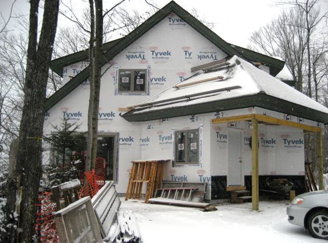 picture of custom home being built on Lake Michigan