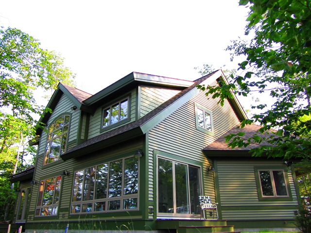 picture of custom home being built on Lake Michigan