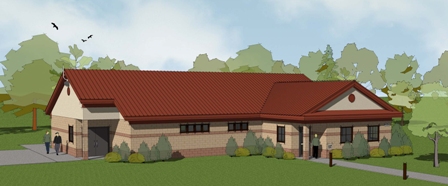3D color rendering of Security Forces Building at Alpena Combat Readiness Training Center, Alpena MI - link to project page